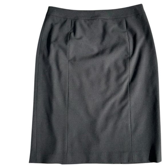 Lafayette 148 New York Skirt Size 4 Black Wool Blend Double Vent Pencil academia - Picture 7 of 16